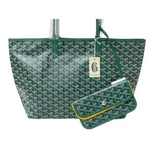 Goyard bag Louis leather tote green herringbone Saint